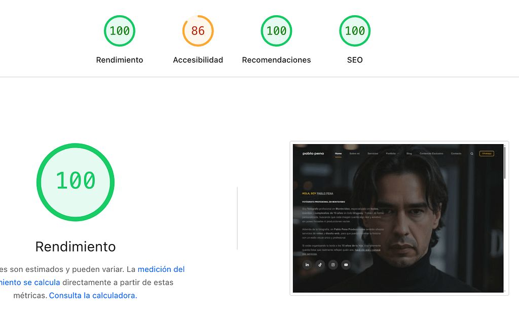 rendimiento de una web perfecta
